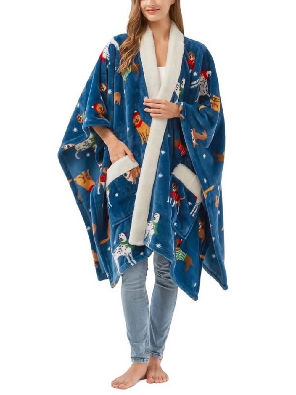 Premier Comfort Christmas Dog Plush Wrap Blanket Poncho